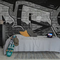Rebel Graffiti Bold, Gray Mural Wallpaper - room preview 02