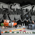 Rebel Graffiti, Black Mural Wallpaper - room preview 02