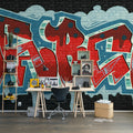 Rebel Graffiti, Red Mural Wallpaper - room preview 02