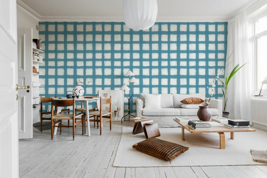 Painted Square, Blue Mural Wallpaper