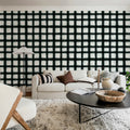 Painted Square, Black & White Mural Wallpaper - room preview 02