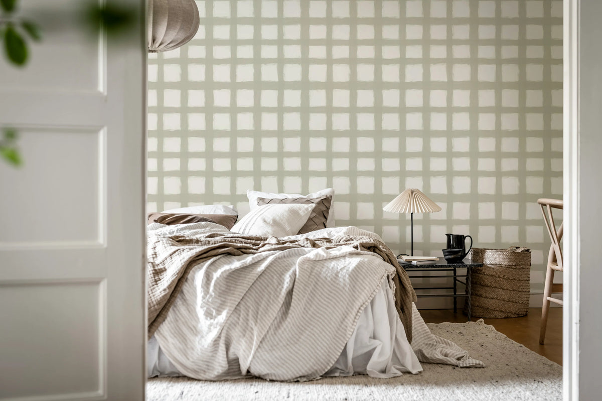 Painted Square, Beige Mural Wallpaper - room preview 02