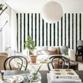 Painted Stripes, Black & White Mural Wallpaper - room preview 02