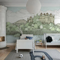Castle By The Lake, Soft Green Mural Wallpaper - room preview 02