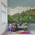 Castle By The Lake, Green Mural Wallpaper - room preview 02