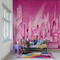 Sci-Fi Town, Pink Mural Wallpaper - room preview 02