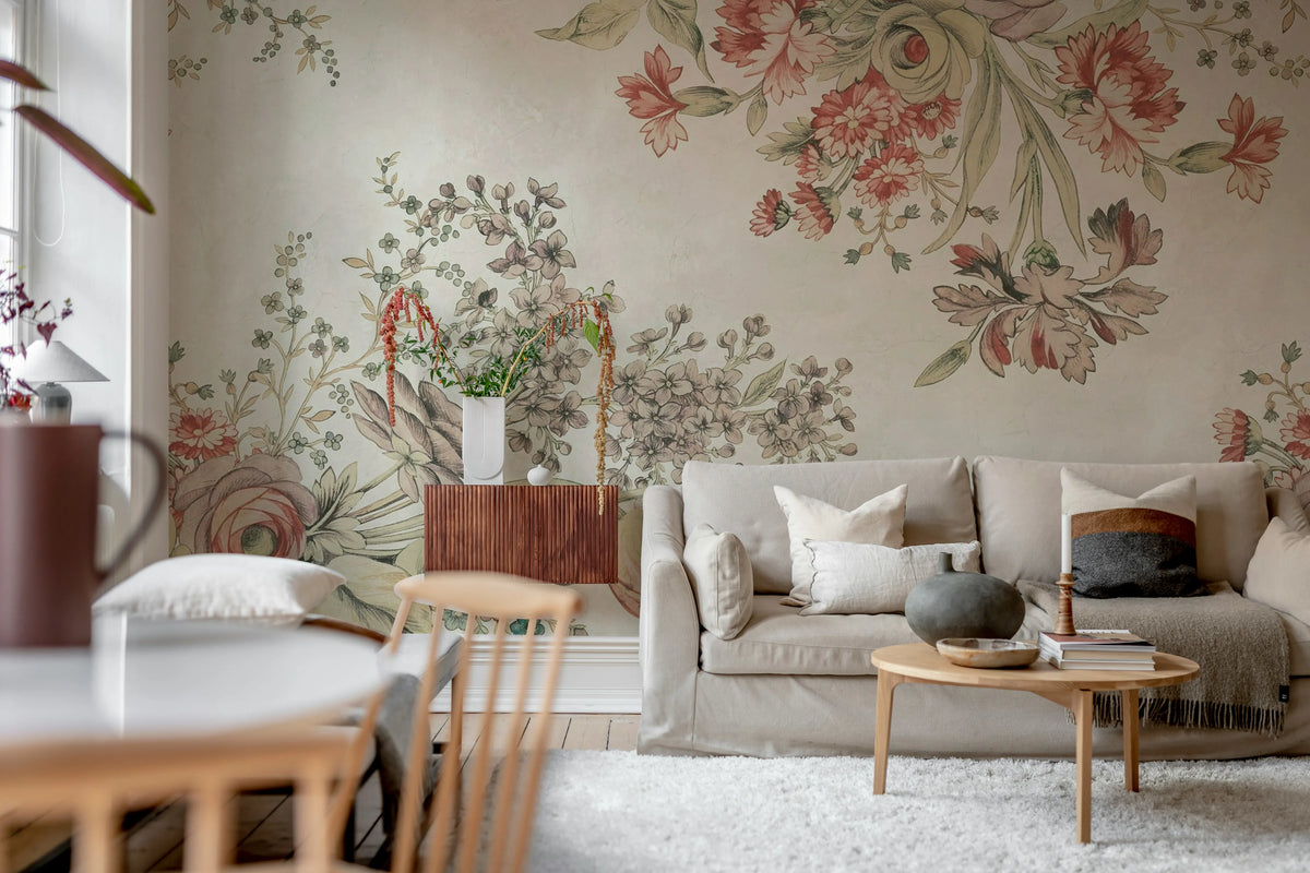 Bold Floral, Pink Mural Wallpaper - room preview 02