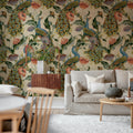 Vintage Peacock, Beige Mural Wallpaper - room preview 02