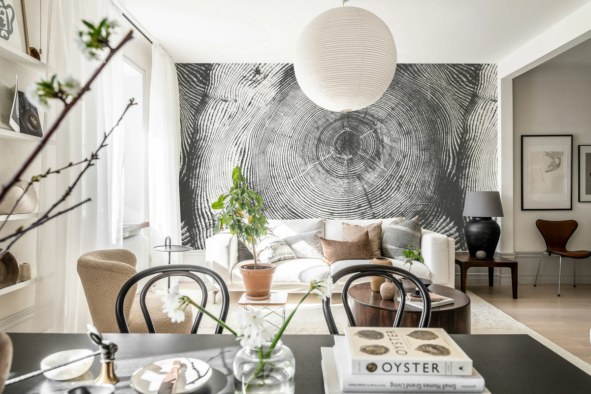Tree Cut, Black Mural Wallpaper - room preview 02