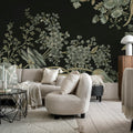 Bold Floral, Black Mural Wallpaper - room preview 02