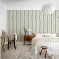 Bayleaf Stripe, Blue Mural Wallpaper - room preview 02