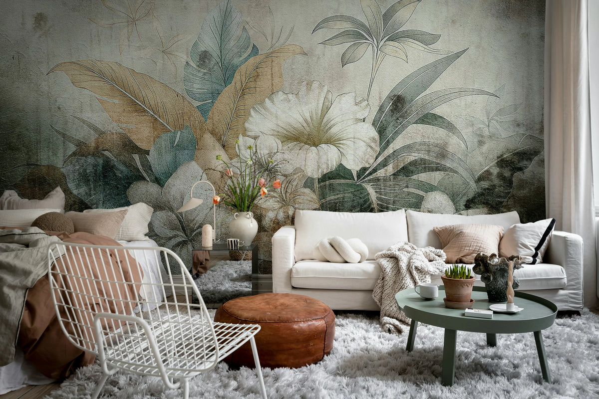 Vintage Garland, Rust Mural Wallpaper - room preview 02