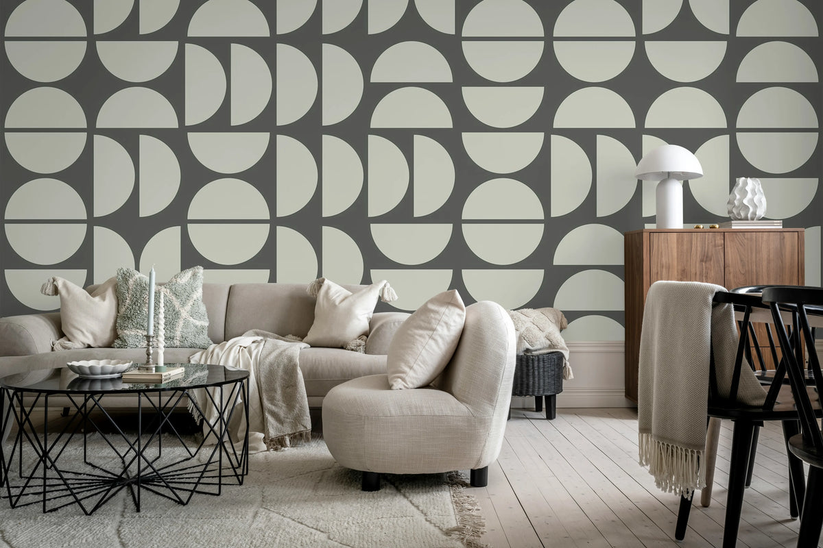 Geometry Shapes, Ash Mural Wallpaper - room preview 02