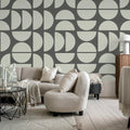 Geometry Shapes, Ash Mural Wallpaper - room preview 02
