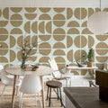 Geometry Shapes, Beige Mural Wallpaper - room preview 02