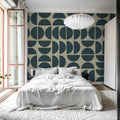 Geometry Shapes, Midnight Blue Mural Wallpaper - room preview 02