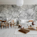 Bold Dahlia, Graphite Mural Wallpaper - room preview 02