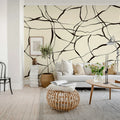 Line Art, Beige Mural Wallpaper - room preview 02