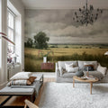 Landscape Painting, Beige Mural Wallpaper - room preview 02