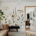 Dried Flower Meadow, Beige Mural Wallpaper - room preview 02