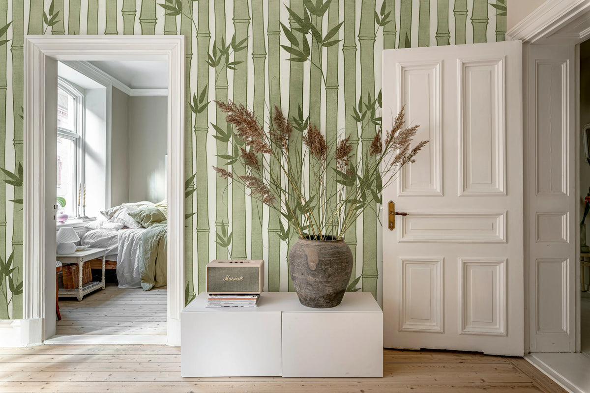 Bamboo Forest, Green Mural Wallpaper - room preview 02