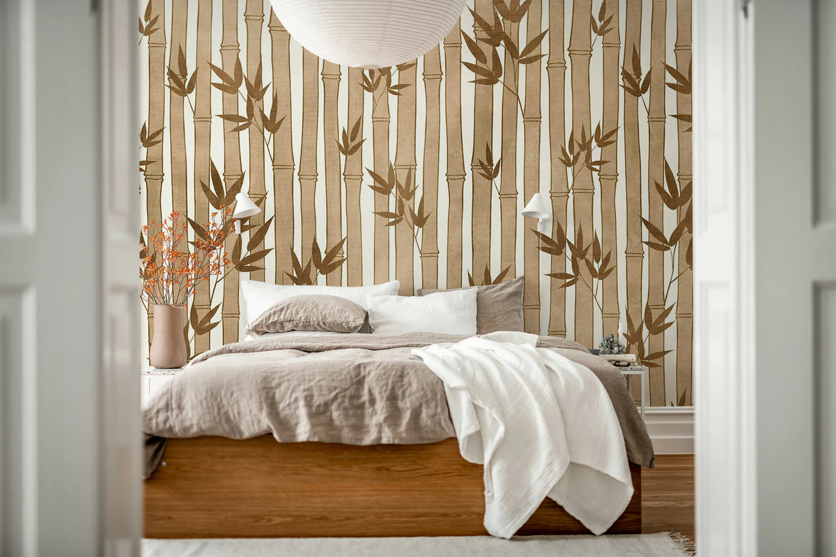 Bamboo Forest, Brown Mural Wallpaper - room preview 02