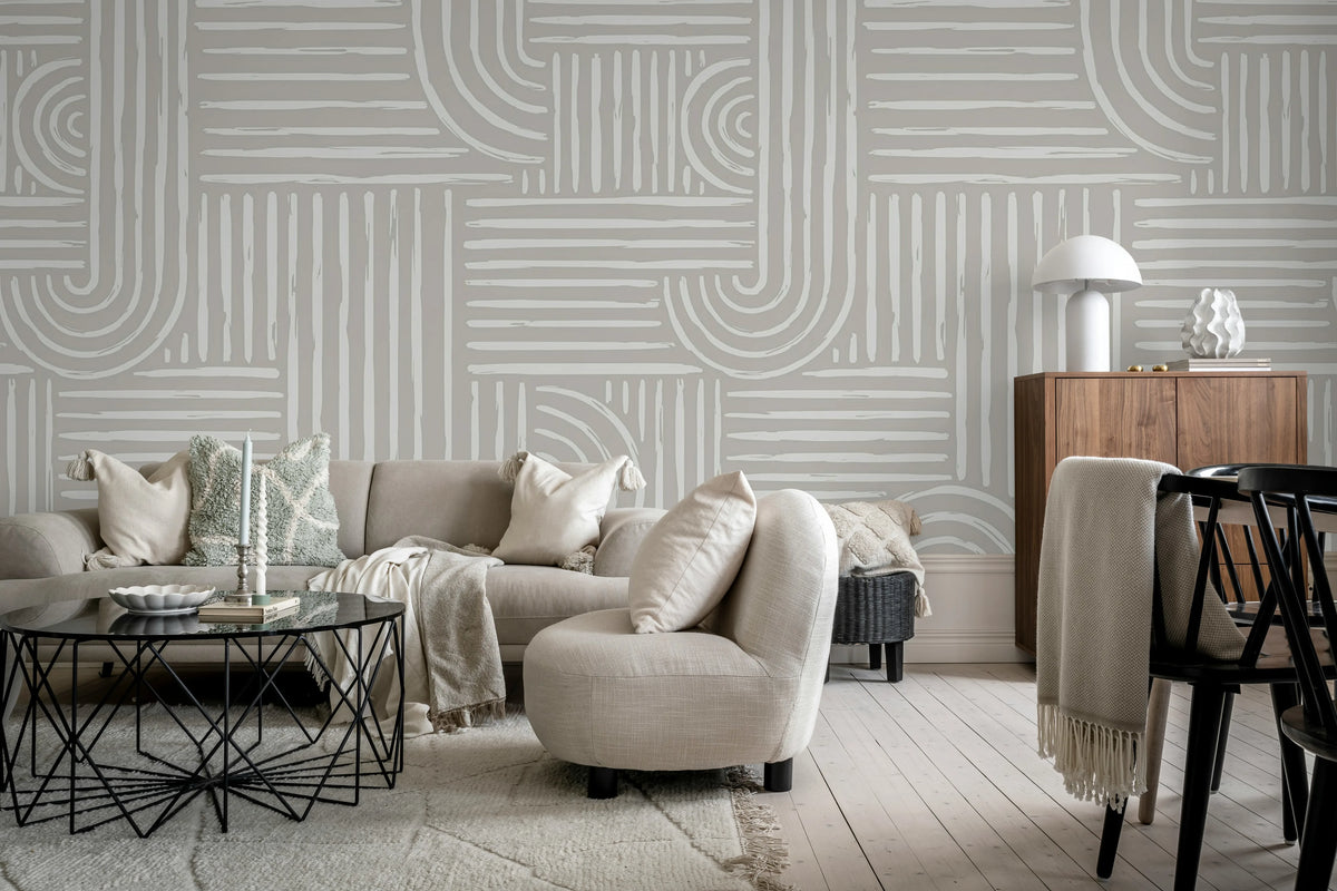 Graphic Vaults, Gray Mural Wallpaper - room preview 02