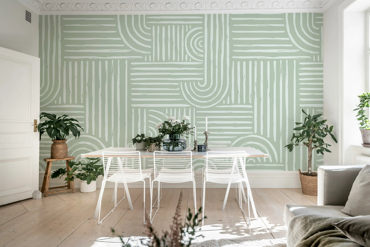 Graphic Vaults, Green Mural Wallpaper - room preview 02