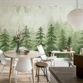 Watercolor Forest, Green Mural Wallpaper - room preview 02