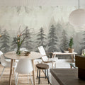 Watercolor Forest‚ Gray Mural Wallpaper - room preview 02