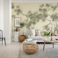 Pine Branch, Beige Mural Wallpaper - room preview 02