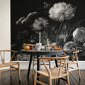 Bold Bouquet, Black Mural Wallpaper - room preview 02