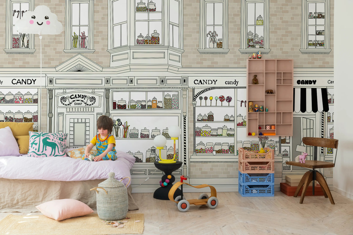 Candyshop, Beige Mural Wallpaper - room preview 02
