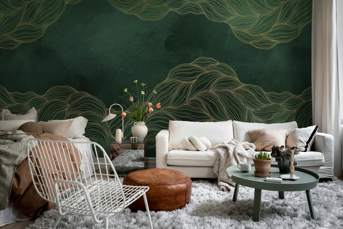 Opulence Dots, Jade Mural Wallpaper - room preview 02