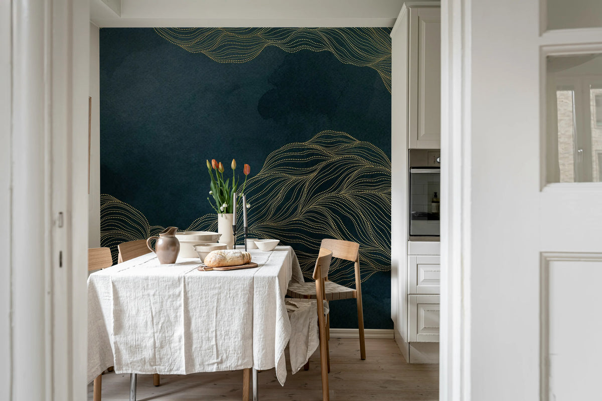 Opulence Dots, Midnight Blue Mural Wallpaper - room preview 02