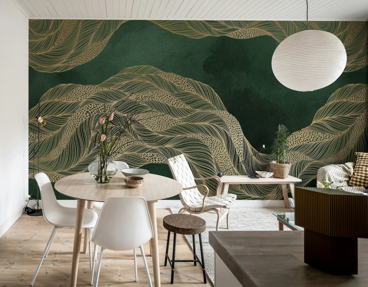 Opulence Flow, Jade Mural Wallpaper - room preview 02