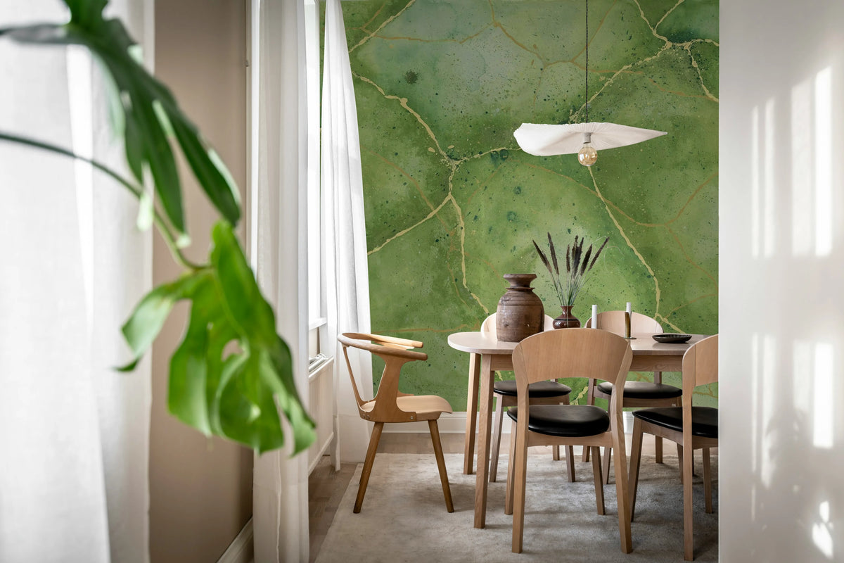 Marble Watercolor, Green Mural Wallpaper - room preview 02