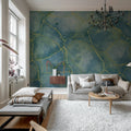 Marble Watercolor, Blue Mural Wallpaper - room preview 02