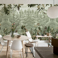 Owl Forest, Green Mural Wallpaper - room preview 02