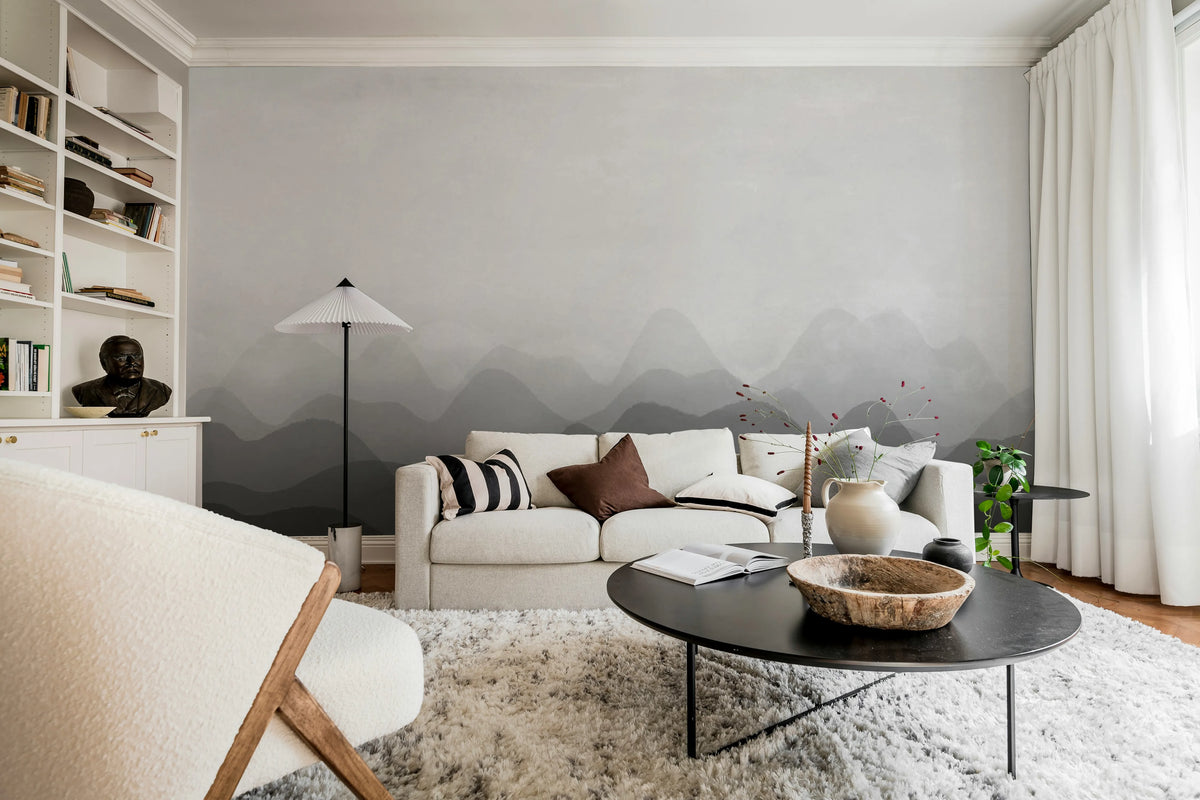 Gradient Flow, Black Mural Wallpaper - room preview 02
