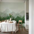 Watercolor Mountain, Green Mural Wallpaper - room preview 02