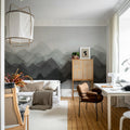 Watercolor Mountain, Black Mural Wallpaper - room preview 02