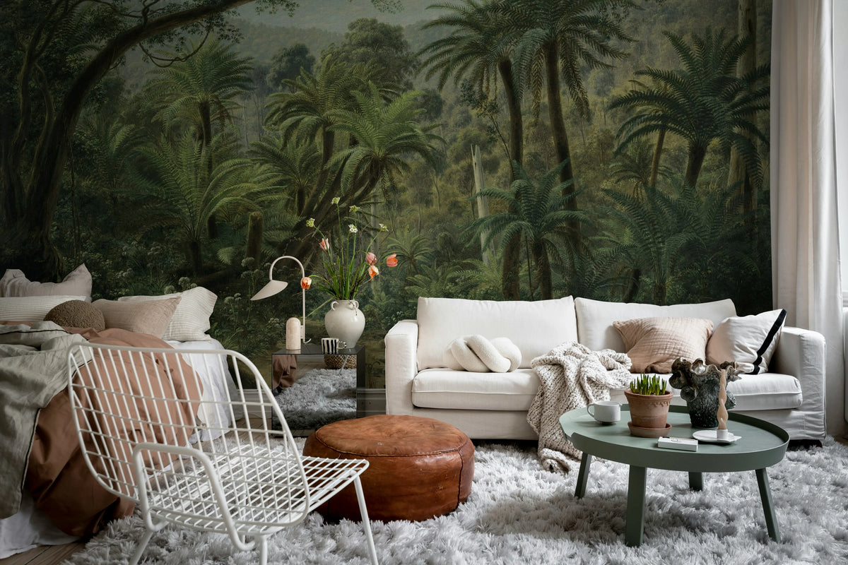 Palm Landscape, Green Mural Wallpaper - room preview 02