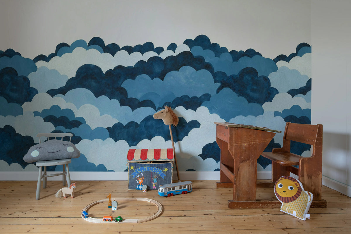 Dreamy Clouds, Blue Mural Wallpaper - room preview 02