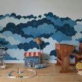 Dreamy Clouds, Blue Mural Wallpaper - room preview 02