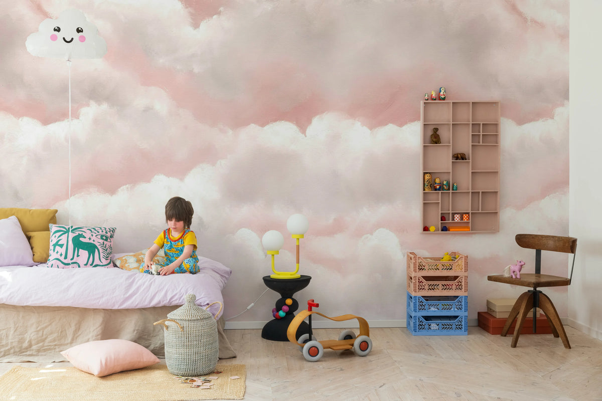 Storm Clouds, Pink Mural Wallpaper - room preview 02