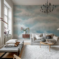 Tender Clouds, Blue Mural Wallpaper - room preview 02