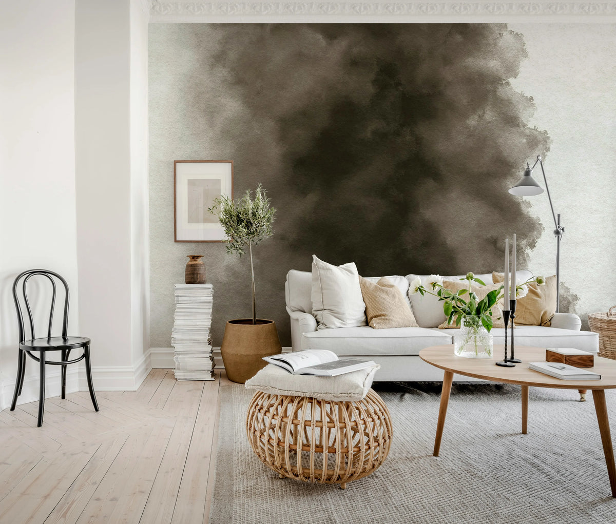 Color Flow, Ash Mural Wallpaper - room preview 02