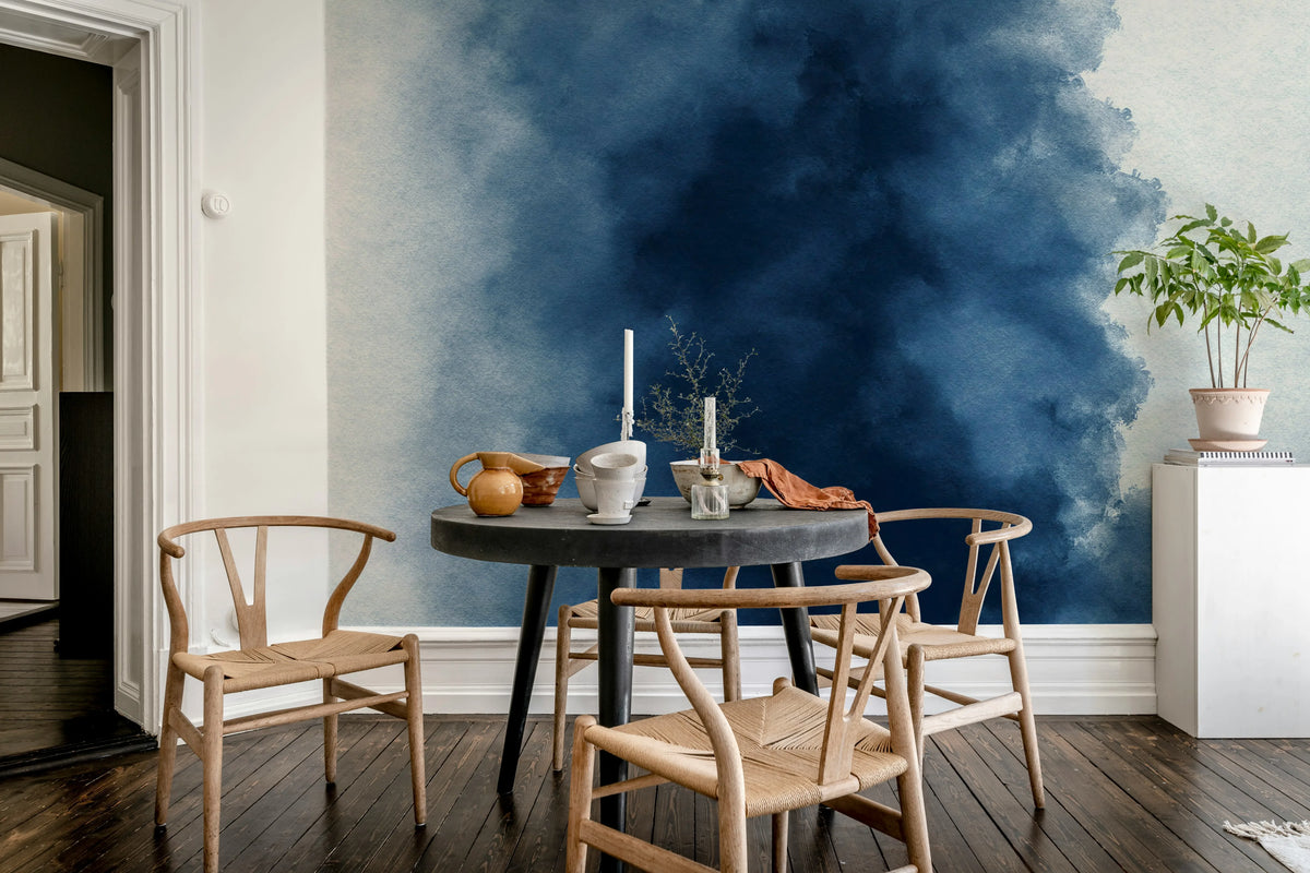 Color Flow, Blue Mural Wallpaper - room preview 02