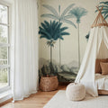 Vintage Palms, Blue Mural Wallpaper - room preview 02